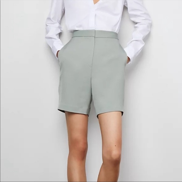 Aritzia Babaton Borna High Rise Longline Green Pleated Shorts size 10 - Picture 2 of 7